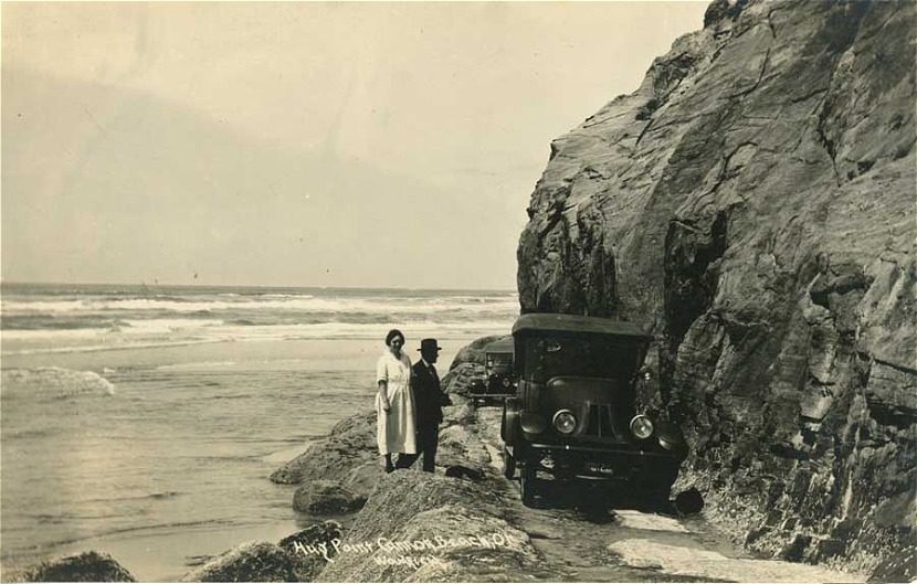 Old photo of people and car